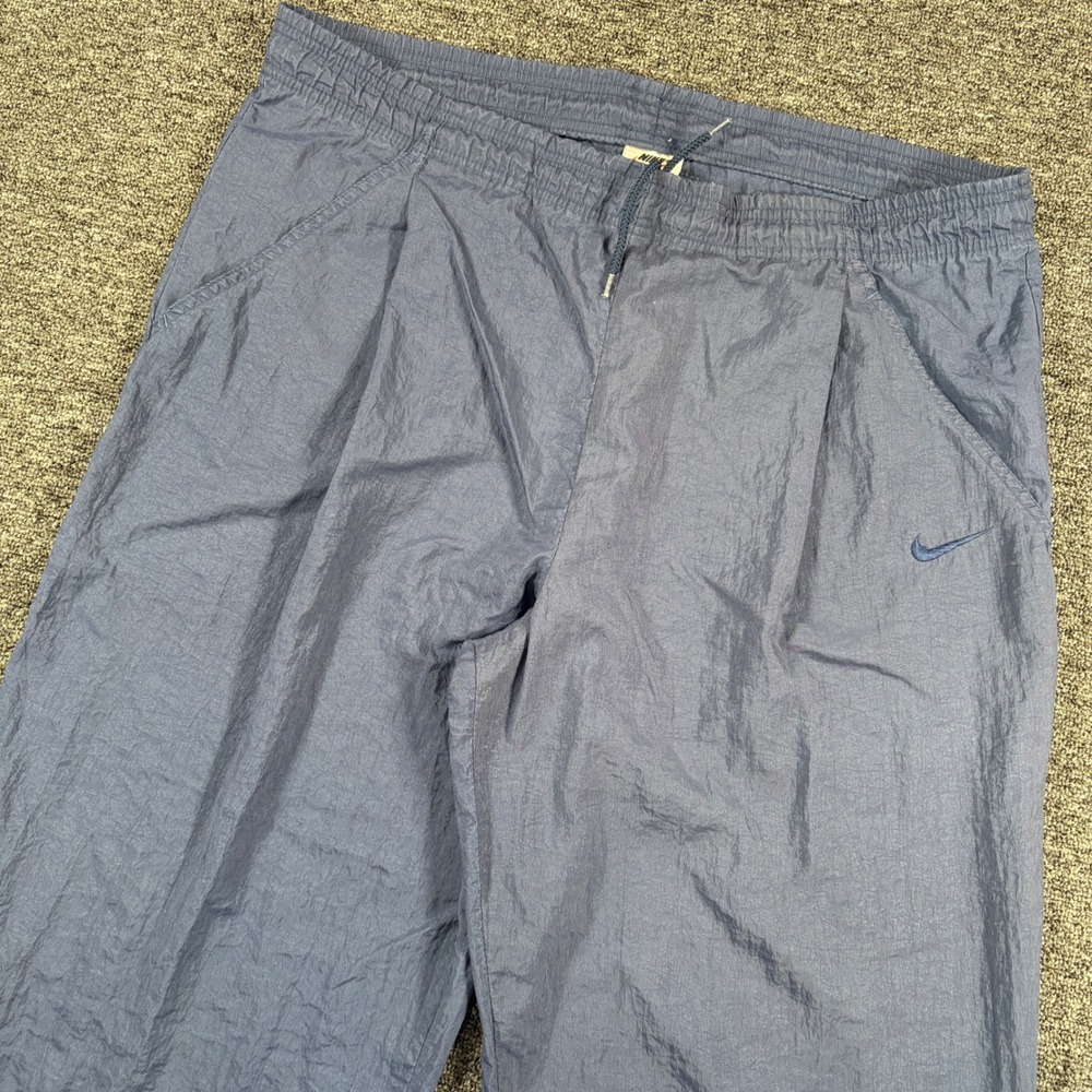 Nike Track Pants Mens Medium Blue Vintage Crinkle Nylon Windbreaker Zipper Cuffs